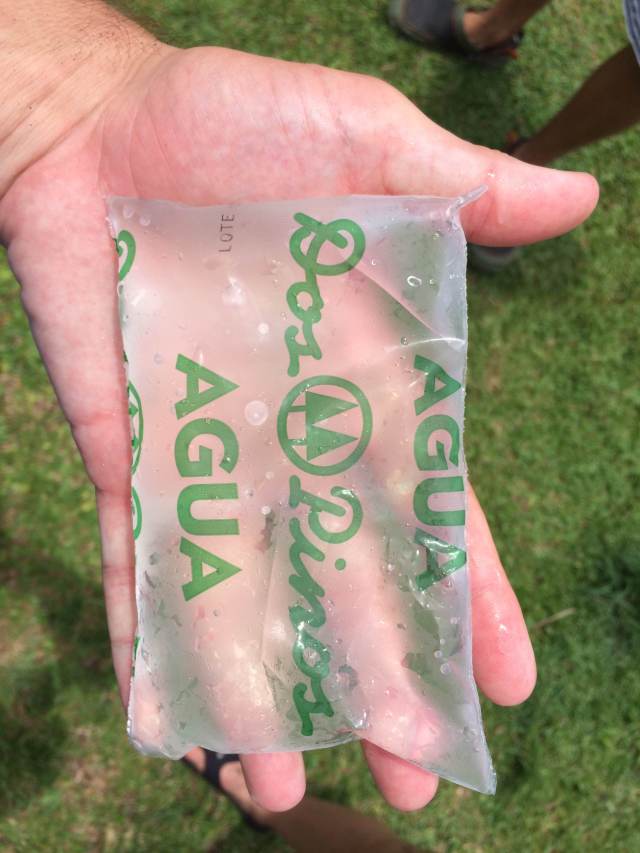 The bagged water we used as squirt guns.