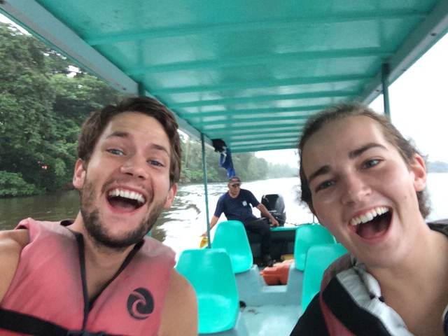 Emma and I (with Silvio in the background) on our way to a track survey in the morning. When you are scheduled for a track survey on the north section of the beach, Silvio graciously takes you to the start by our boat!
